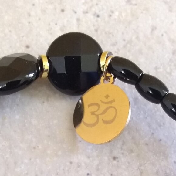 Massive Protection Bracelet Set: Black Jasper + Obsidian & Ohm Om! Balance + Chi - Picture 9 of 15